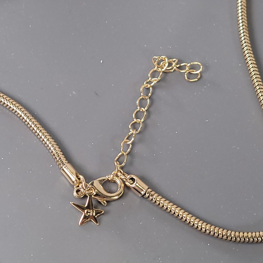 Gold Tone Pendant Necklace Organic Circle Snake Chain MCM Opera Mid Mod - Picture 4 of 8